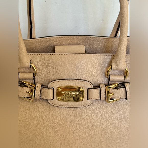 MICHAEL KORS HAMILTON Leather Pink Chain Satchel Crossbody Handbag - Picture 2 of 16